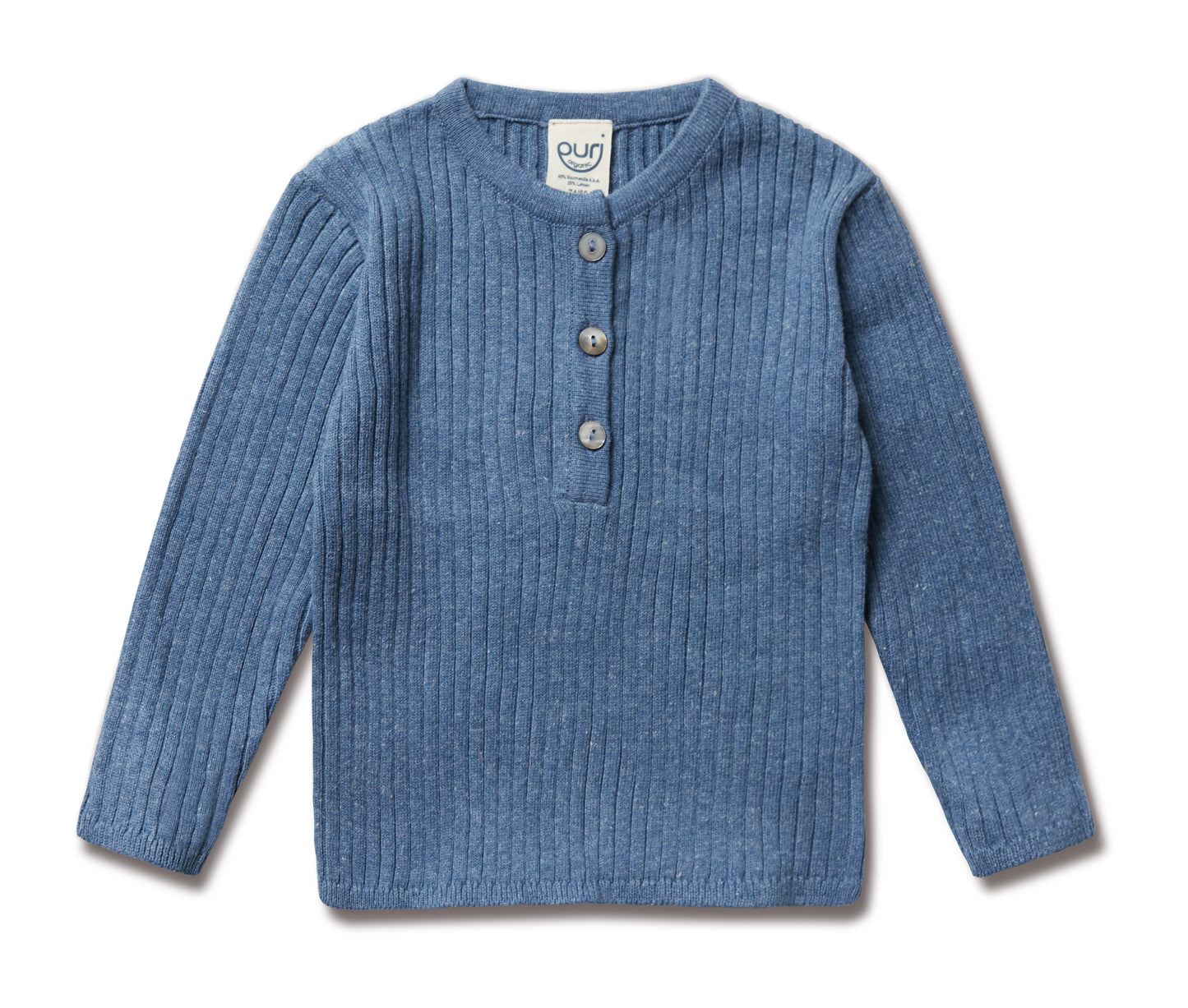 Puri Organic Klein Kinder Henley Rippe Bio Baumwolle Leinen