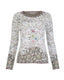 Dunque Damen Jacquard Pulli flowers kbT-Merinowolle Bio Baumwolle