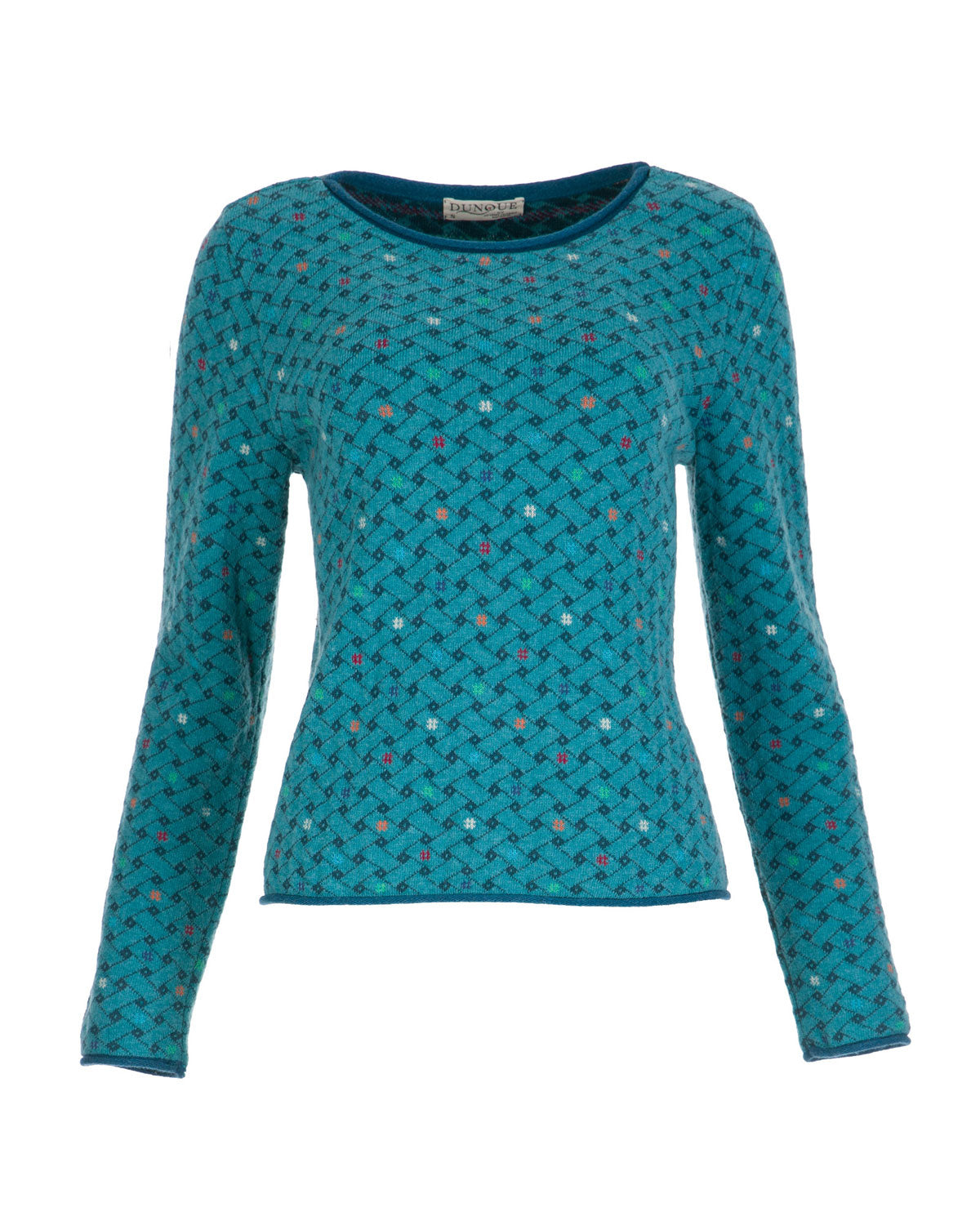 Dunque Damen Jacquard Pullover kurz Bio Baumwolle Wolle