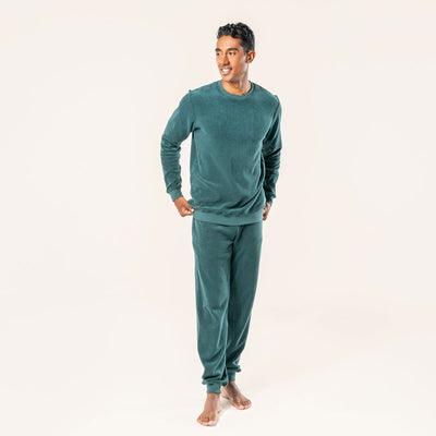 Living Crafts Herren Frottee-Pyjama Bio-Baumwolle