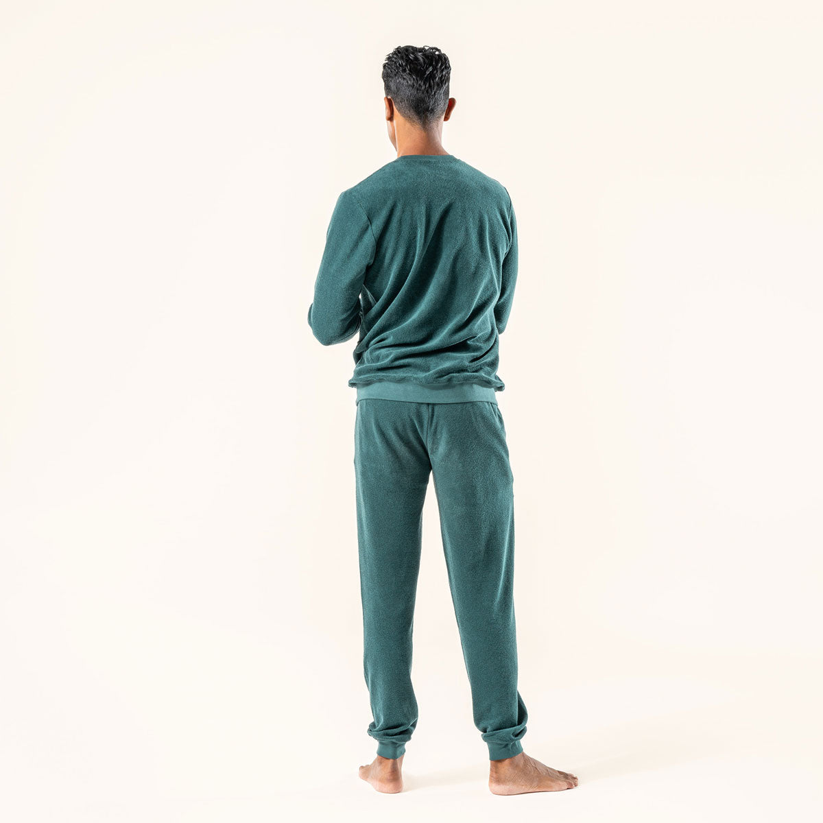 Living Crafts Herren Frottee-Pyjama Bio-Baumwolle