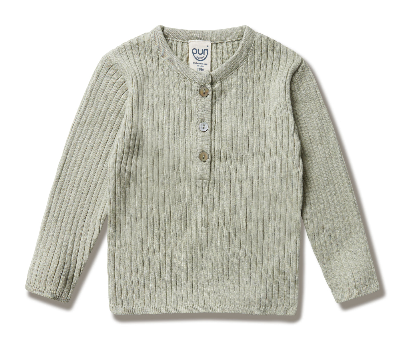 Puri Organic Klein Kinder Henley Rippe Bio Baumwolle Leinen