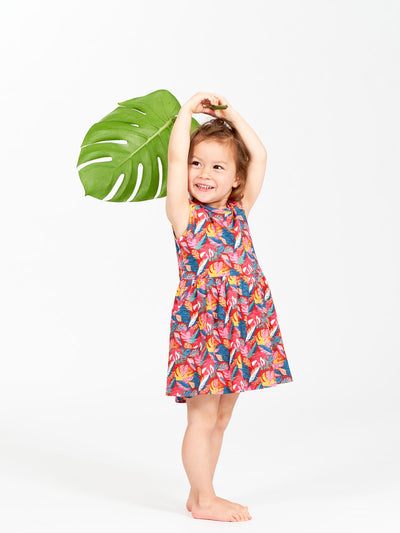 Sense Organics Mädchen Sommerkleid mit Blätter-Druck Bio Baumwolle